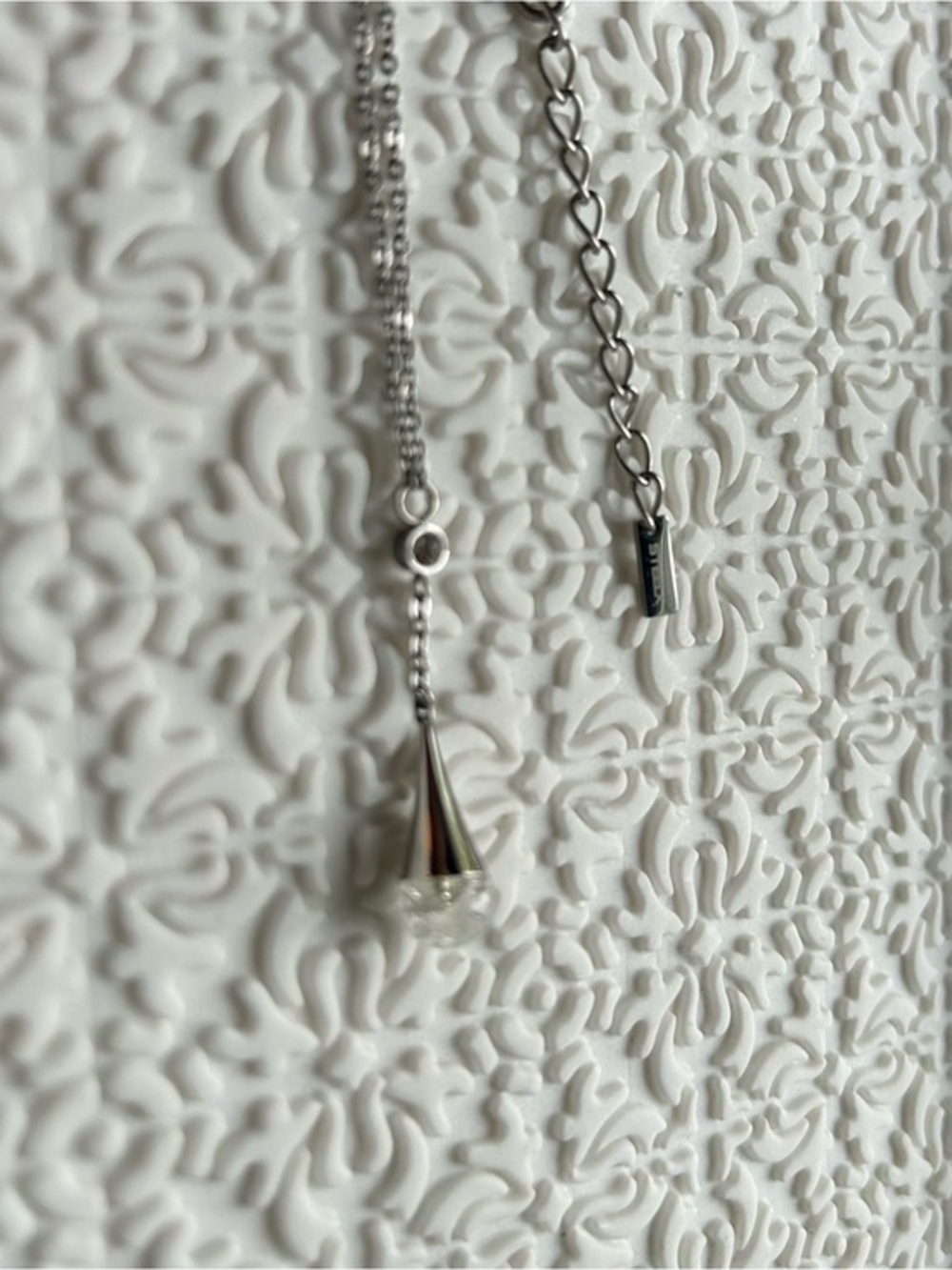 STEELX Delicate Silver Drop Pendant Necklace - Clear Stone